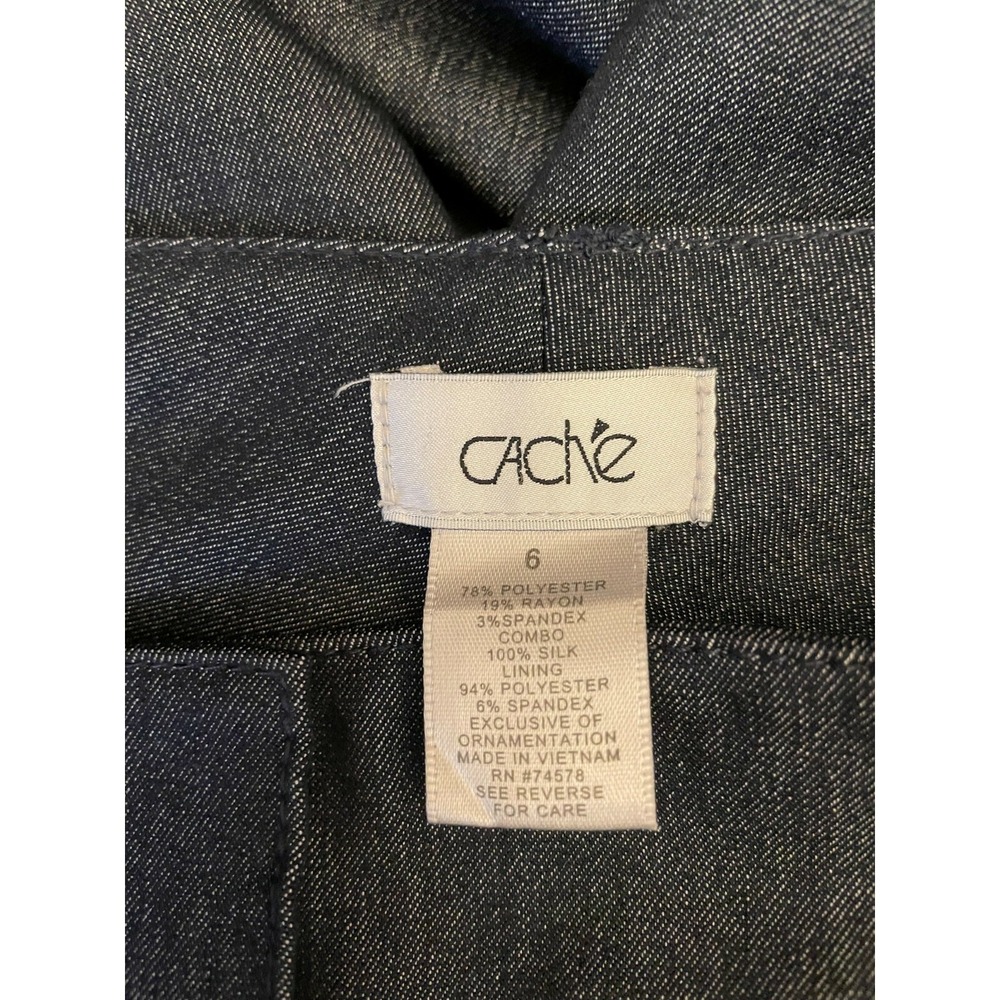 Cache Womens Modern Flat Front Bootcut Jeans Size 6 Blue Dark Wash Denim Stretch - Picture 3 of 14